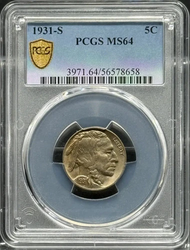 1931 S Buffalo Nickel PCGS MS-64