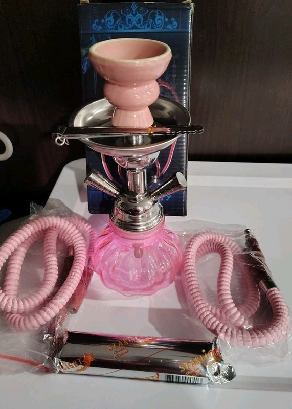 Pink Hookah with 2 Hoses. New! Tobacco.