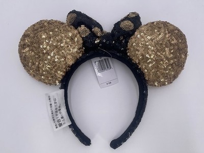 Disney Parks Exclusive Black Gold Polka Dots Mickey Ears NEW 2023 Disney Parks Black Velvet Gold Sequin Polka Dot  main image 3