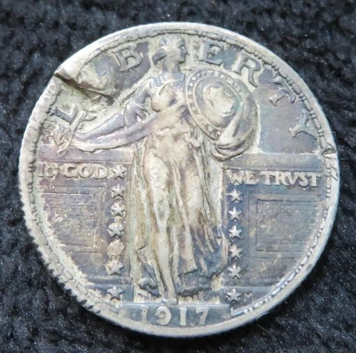 1917 Standing Liberty Quarter * Variety 2 * Better Grade But DAMAGED * 5544