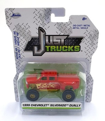 Jada Just Trucks 1/64 Scale 14020 - 1999 Chevrolet Silverado Dually - Red/Gold