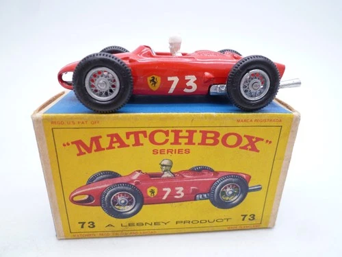 VINTAGE MATCHBOX LESNEY No.73b FERRARI F1 RACING CAR IN ORIGINAL BOX 1962