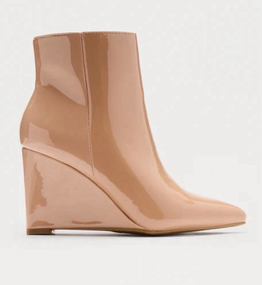 Anne Michelle Mujeres Beige Charol Botines Punta Cremallera EE. UU. 7.5