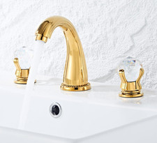 Polished Gold Widespread Bathroom Faucet with Durable Brass Body Easy Install