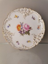Nymphenburg Teller Goldstaffage "Blumenbouquet" Durchbruchteller 21 cm. 1.Wahl B