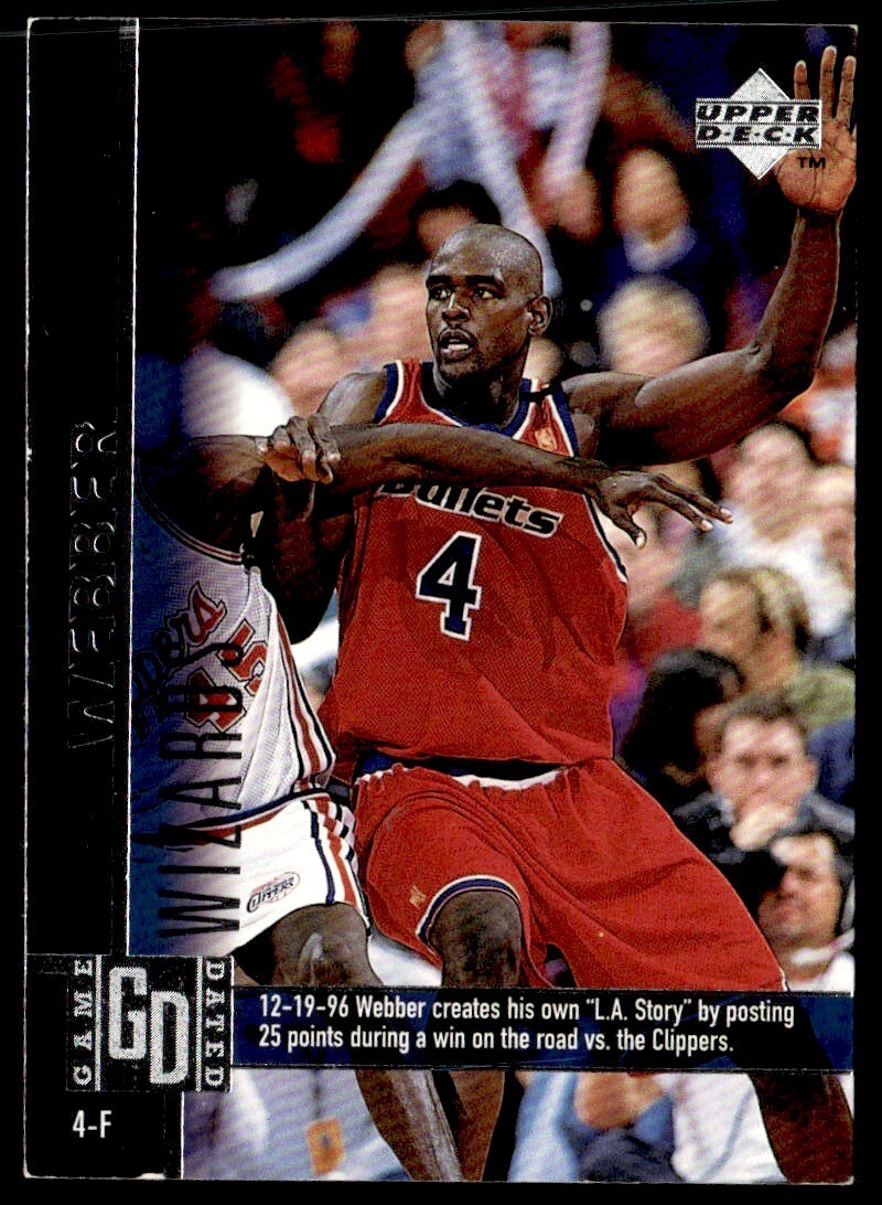 1997-98 Upper Deck Game Dated Memorable Moments Chris Webber Washington Wizards