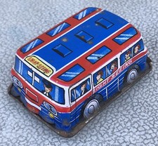 Vintage Tin Toy Sight Seeing Friction Touring Bus 2  - Made In Japan