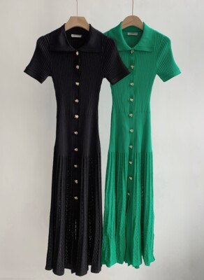 Sandro Ladies Collar Knit Single Breasted A-line Midi Dress | eBay