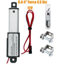 Mini Linear Actuator Stroke 0.4-4" Force 4.5 lbs 12V High-Speed 2"/s W/ Brackets
