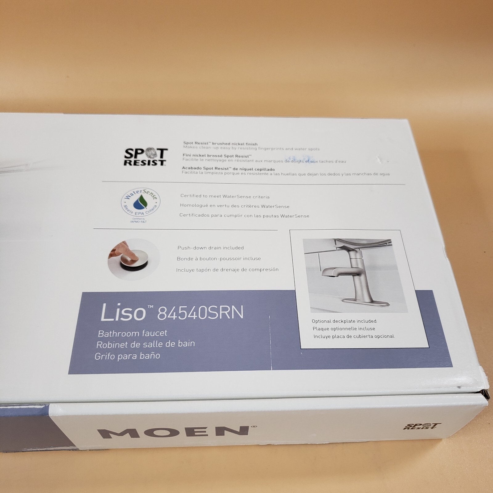 Moen 84540SRN Liso OneHandle Bathroom Faucet w Drain Brushed Nickel