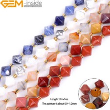 AAA Faceted Bipyramid Bicone Natural Sodalite Mookaite Spacer Beads Jewelry 15  