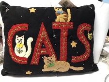 Seasons Designs black Christmas pillow with insert Cat A 15 1/2  x 11 1/2  