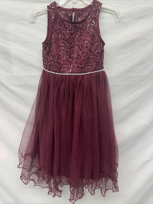 Pink & Violet Girls Dress- Size 10- Burgundy w/Sequence- Gently Used | eBay