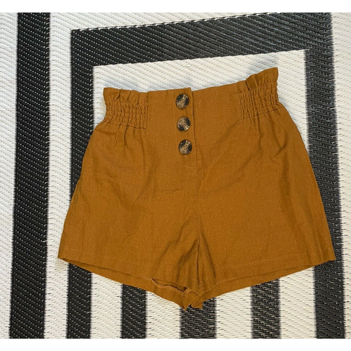 *High Waisted Linen Sailor Shorts Burnt 