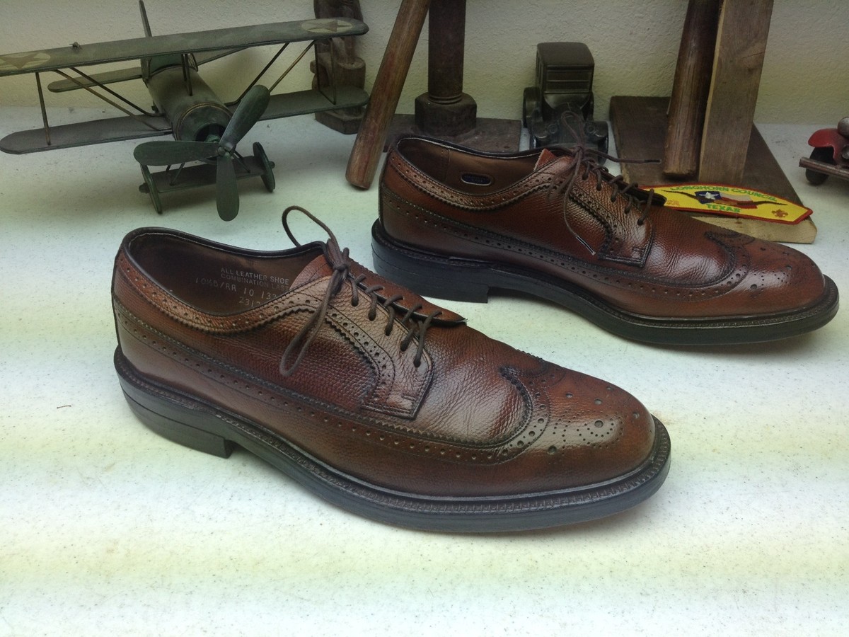 VINTAGE HANOVER L.B. SHEPPARD WING TIP BROWN LEATHER 