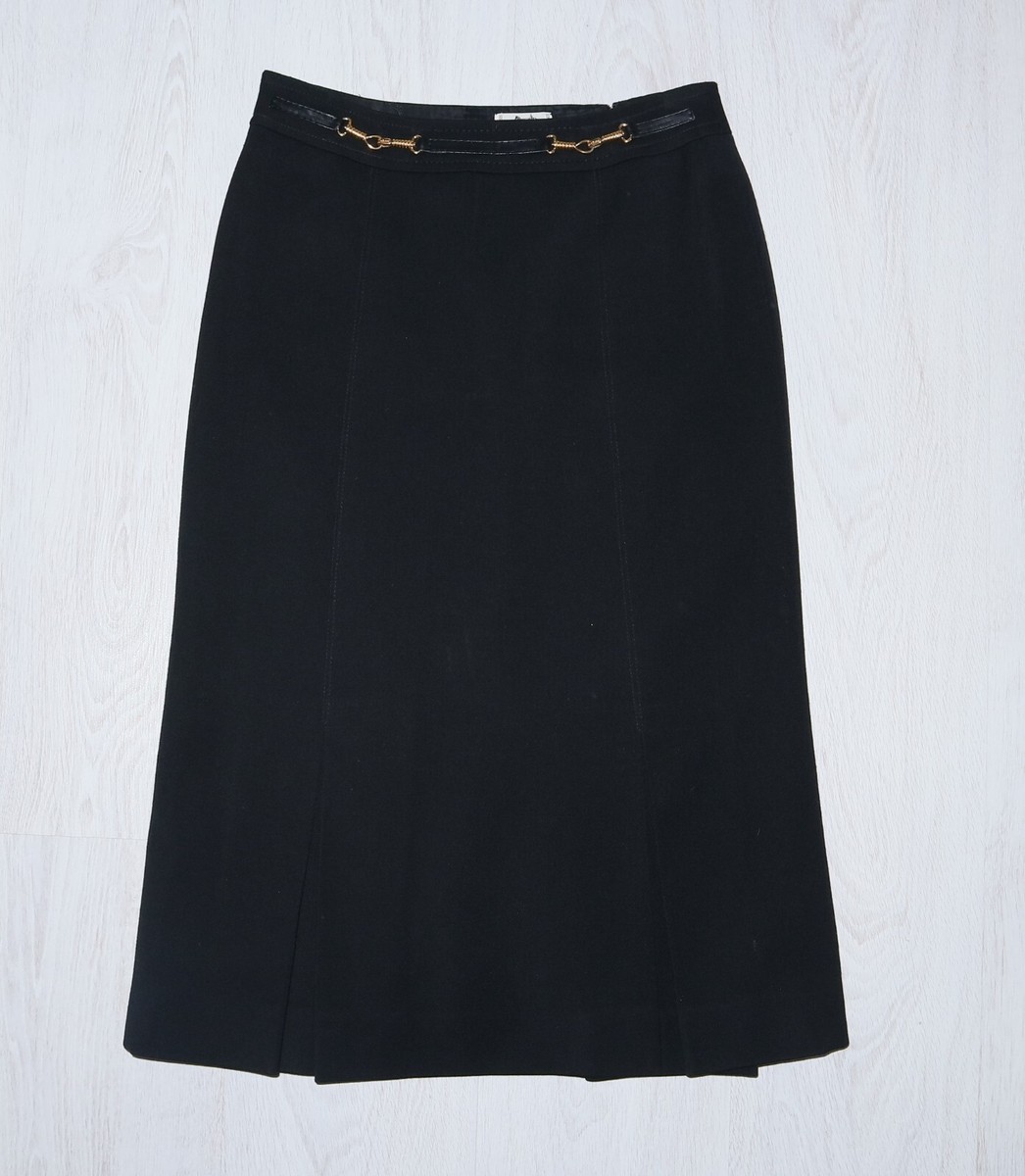スカート CELINE Vintage gold Chain Logo Skirt CELINE Womens Black Wool Vintage Gold Chain Skirt Size 40 | eBay