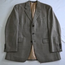 Ralph Lauren 42R Brown Houndstooth Flannel Mens Blazer Suit Jacket Sport Coat