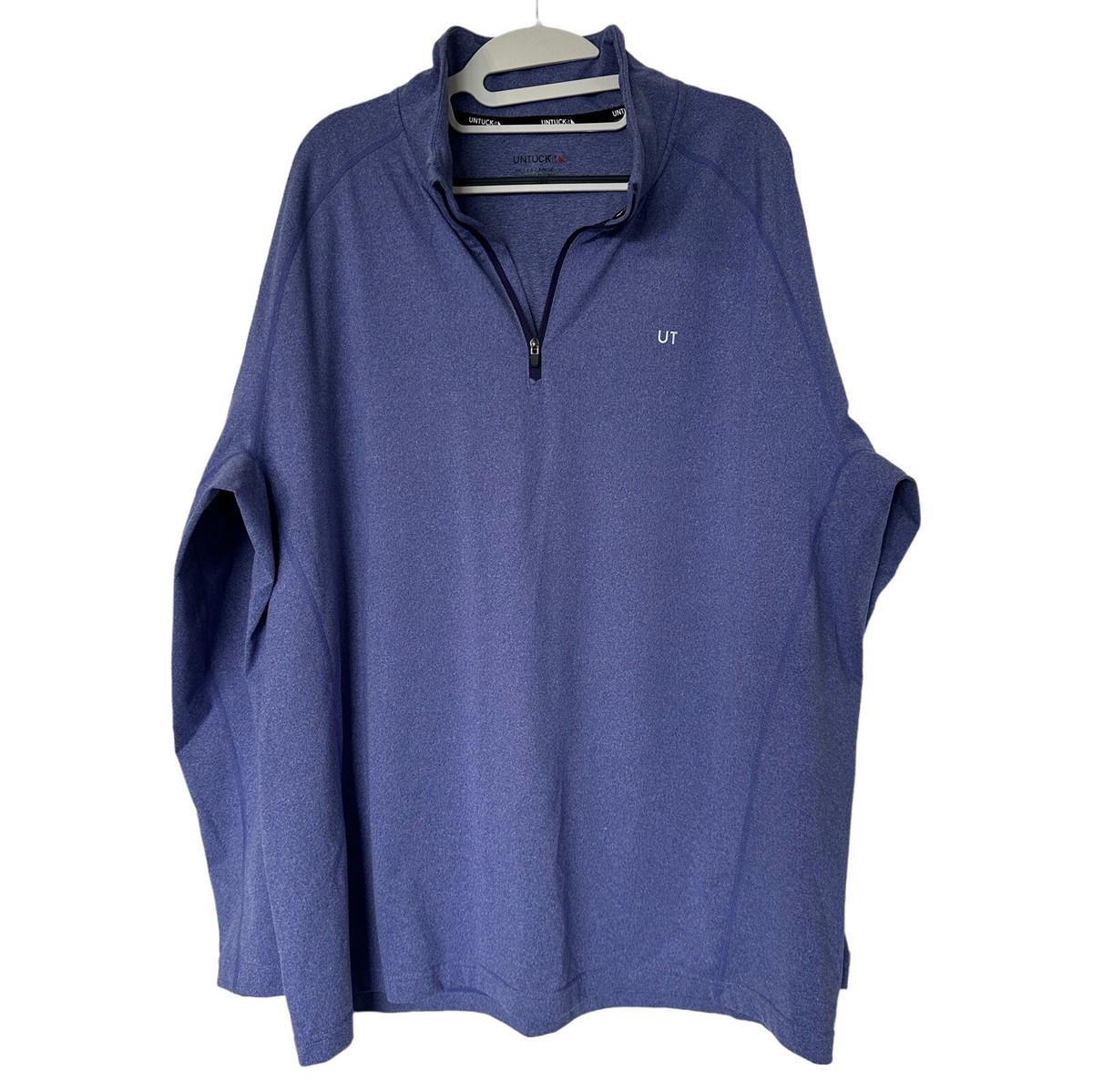 Untuckit Sweater Mens XXL Blue Heathered 1/4 Zip Pullover Athletic