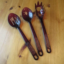 3 Vintage Ultratemp Utensils Spoon Set Slotted Solid & Server Purple Robinson