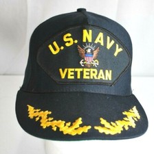 Military U.S. NAVY Veteran Embroidered Patch Snapback Baseball Navy Blue Cap Hat