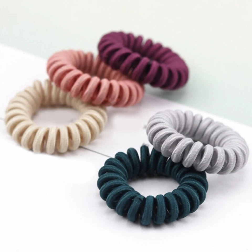 Bobina espiral sin enredos cable telefónico cable plástico elástico cola de caballo corbata 🎀 Foto 4 de 4