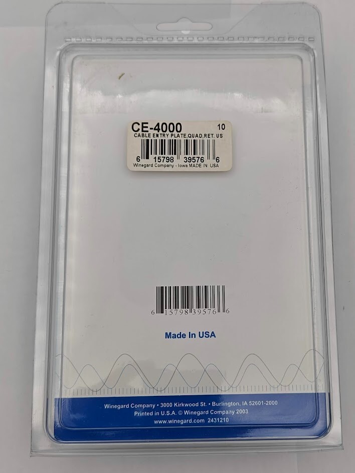 Winegard Weatherproof Quad Cable Entry Plate w/Mounting Screws CE-4000 RV Boat