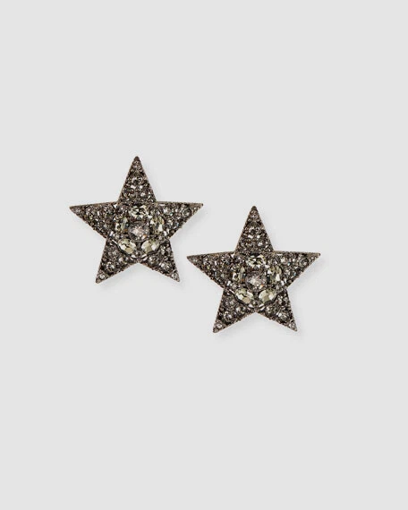 351 Oscar de la Renta Women s Black Large Crystal Pave Star Clip