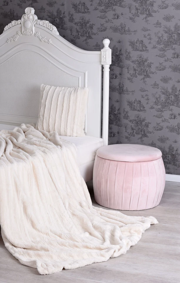 Sitzhocker mit Stauraum Hocker Deckel Aufbewahrungsbox Samthocker Sitztruhe Rosa - Bild 3 von 4