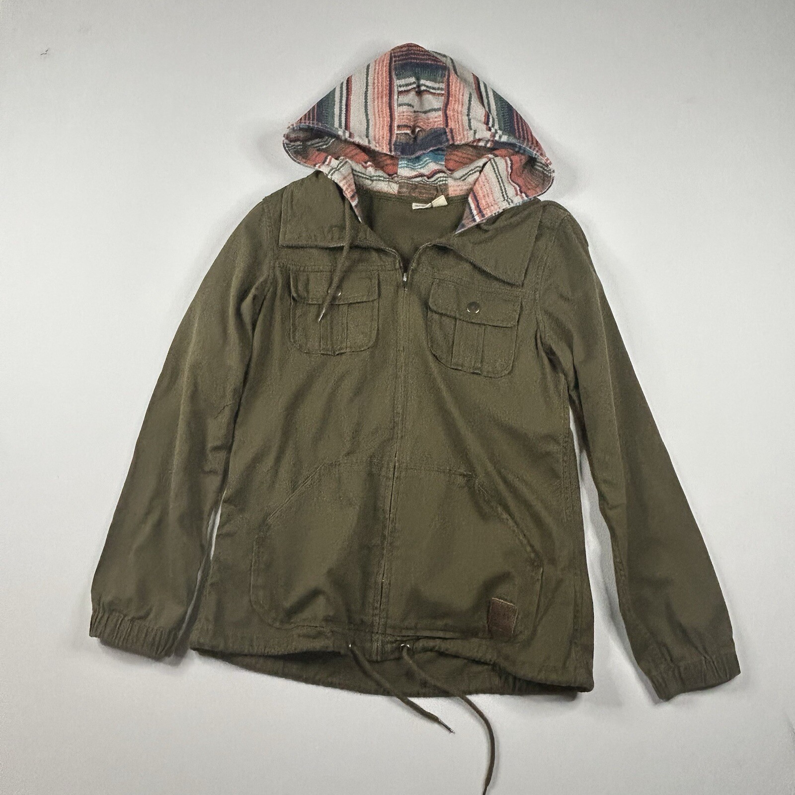 Roxy Shacket Jacket Hooded Medium Woman’s Army Gr… - image 1