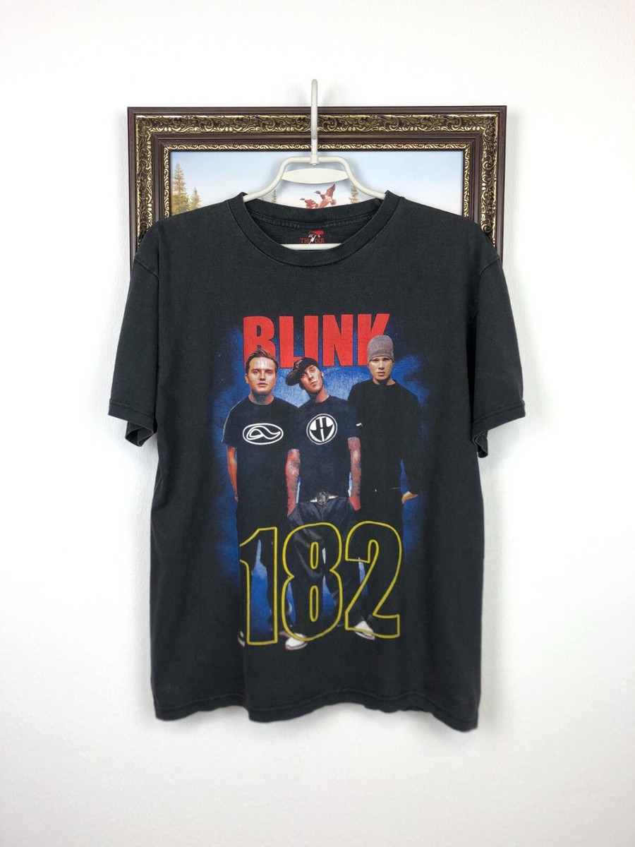 Blink182 Tシャツ　ネイビー　バンドTシャツ パンク Vintage Blink 182 Punk Band Shirt Tee Mens Black Over Print Rare