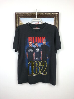 Blink182 Tシャツ　ネイビー　バンドTシャツ パンク Vintage Blink 182 Punk Band Shirt Tee Mens Black Over Print Rare