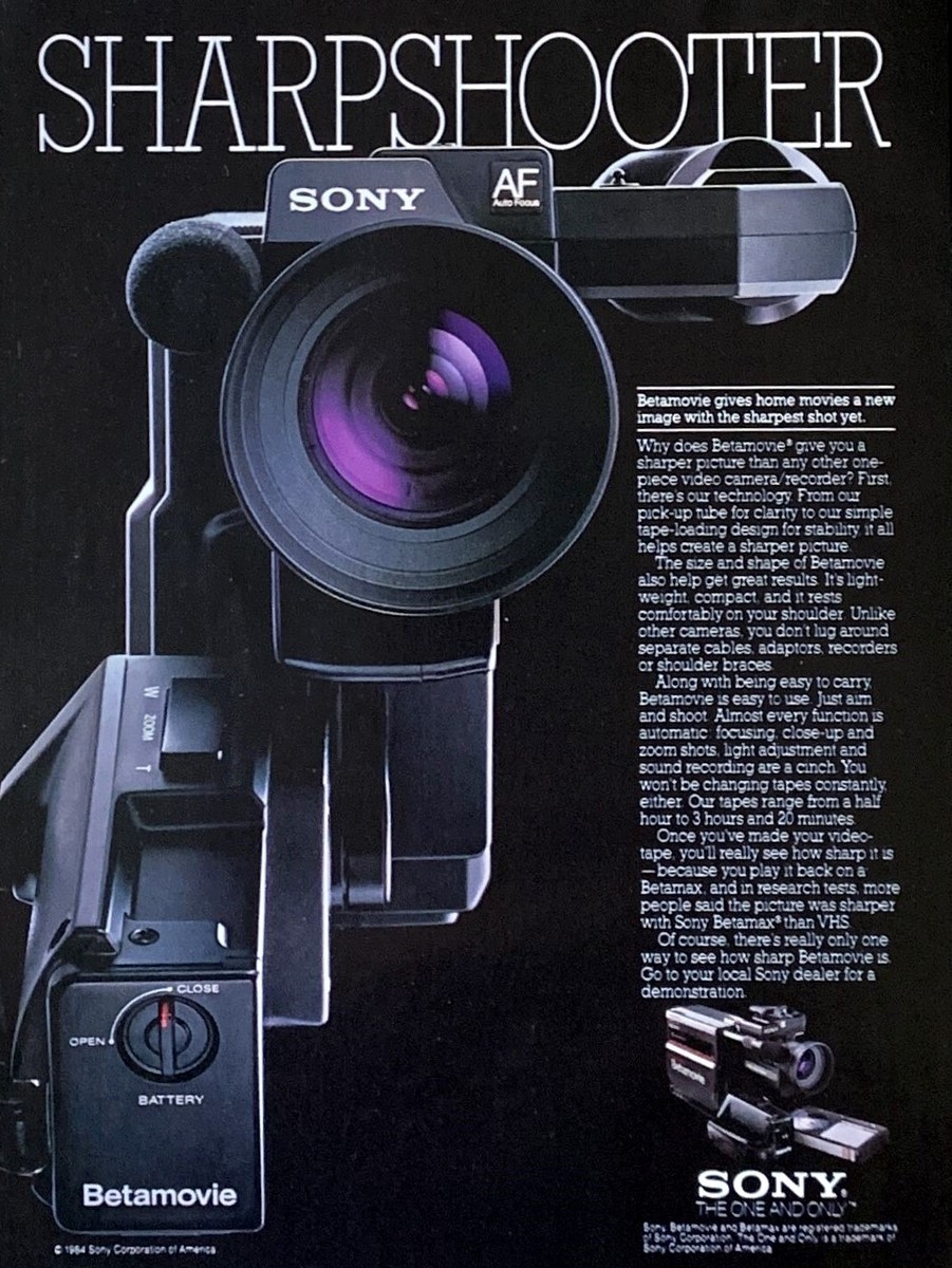 1984 SONY Betamovie Video Camera Sharpshooter Vintage PRINT AD | eBay