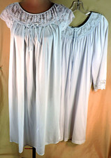 Vintage Babydoll Nightgown Robe Lingerie Matching 2 Piece Set Light BLUE MEDIUM