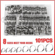 101pcs Heavy-duty Hose Clamp Kit - 8-sizes Adjustable Worm Gear Clamp Assortment
