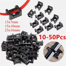 10-50Pcs Nylon Cable Tie Mount Base with Screw Hole Shape,Cable Holder S/M/L UK
