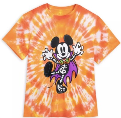 2024 Disney Parks Halloween Vampire Skeleton Mickey Tie Dye T-Shirt L XL  NEW