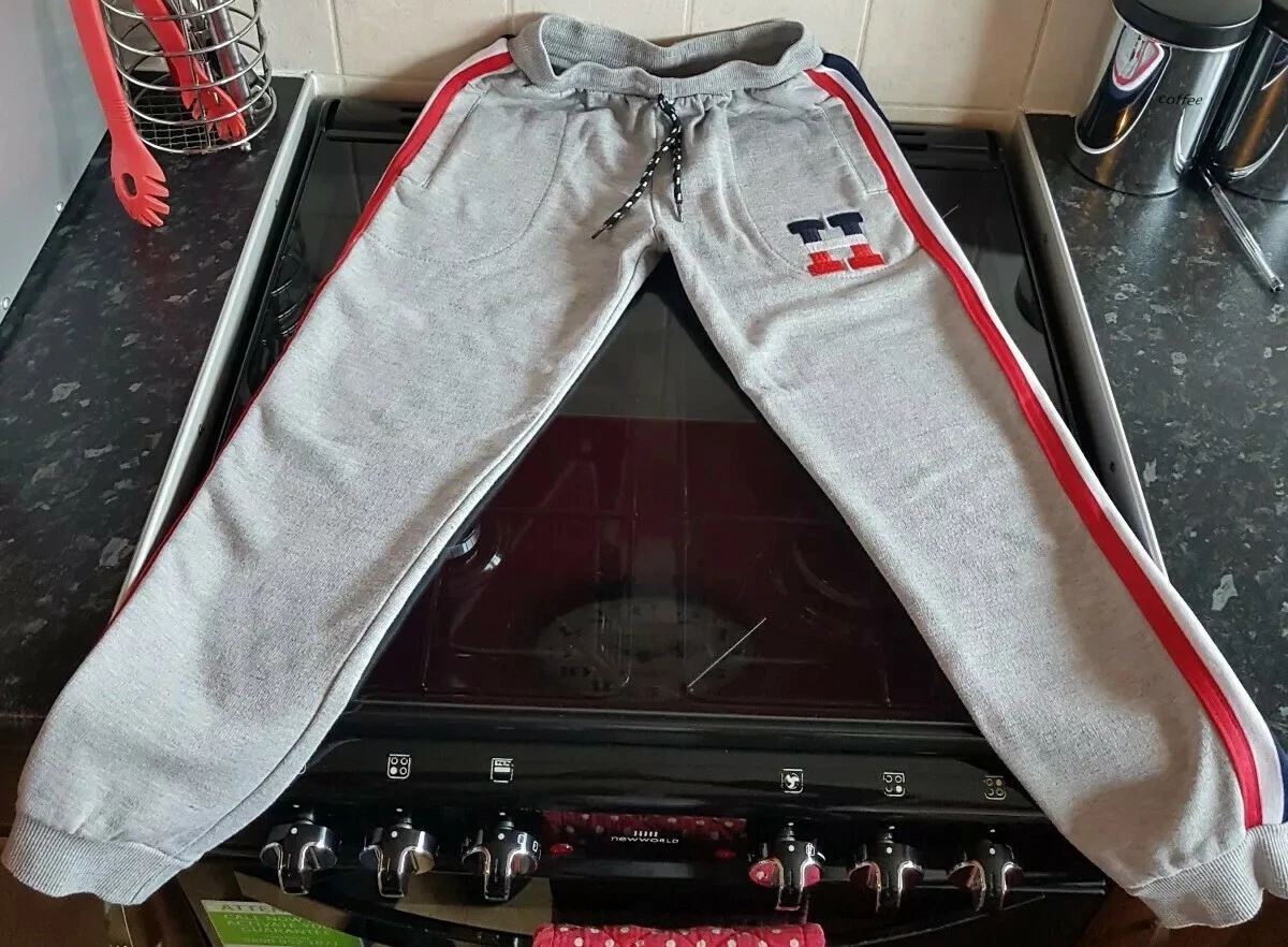 Kids Tommy Hilfiger Tracksuit Bottoms Grey Tape Size 34 W23 L24 EX COND