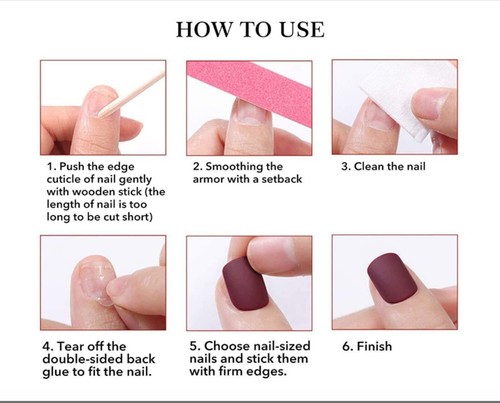 NEW Dark Pink Glitter Cute Short Square Press on Nails false fake Edgy 24 pcs US - 第 5/6 張圖片