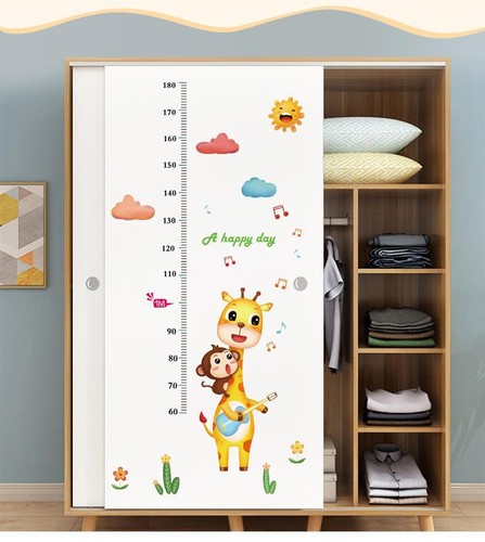 Cartoon Animals Giraffe monkey Height Measure Wall Sticker For Kids Rooms Growth - Picture 5 of 5