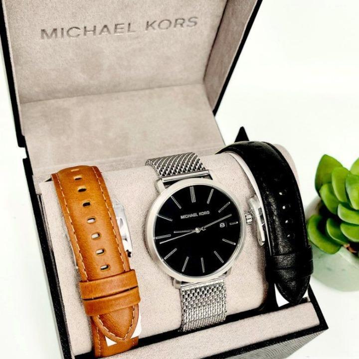 Michael Kors Wristwatch Mens Mk8736 Gift Set With Replacement Belt 
