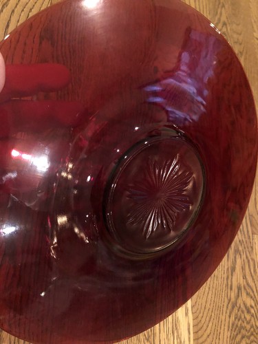 Vtg Anchor Hocking Ruby Red Glass Serving Platter or Large Bowl Base 13.5" *FLAW - Picture 12 of 23
