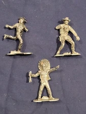 Lot Of Three Damaged Diecast Lone Star Figures Two Cowboys One Native American