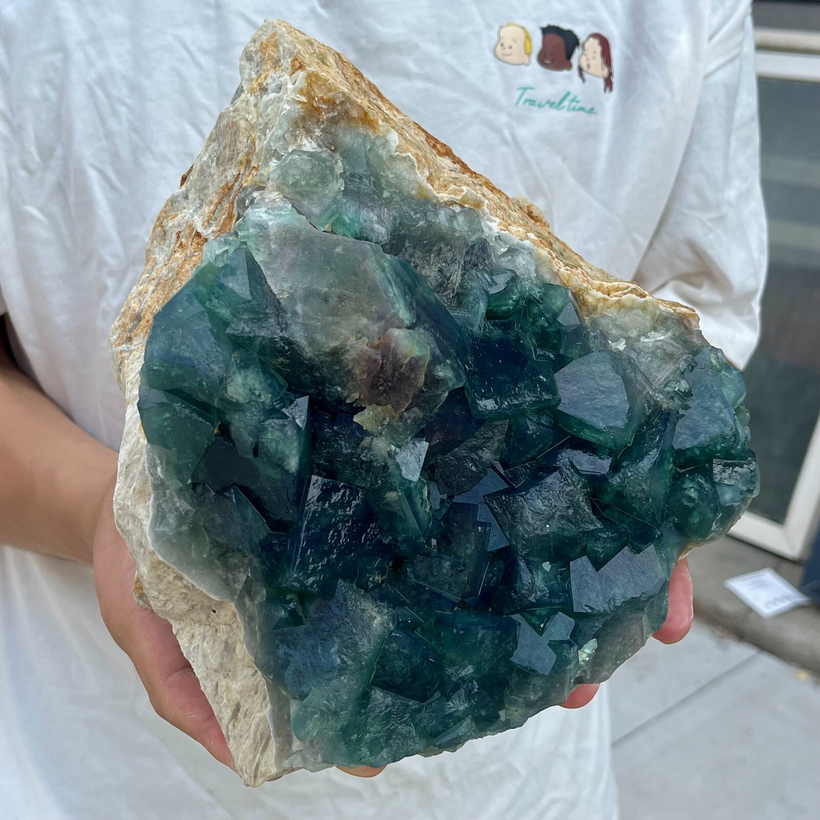 9.1lb Natural Green Fluorite Crystal Quartz Cluster Specimen for Healing