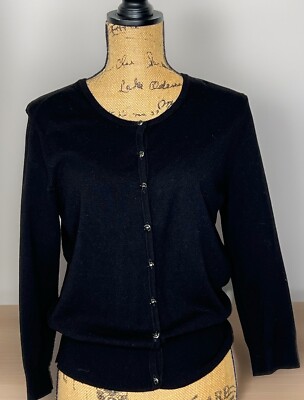 Premise Studio Womans Cardigan L Black Button Up Sweater