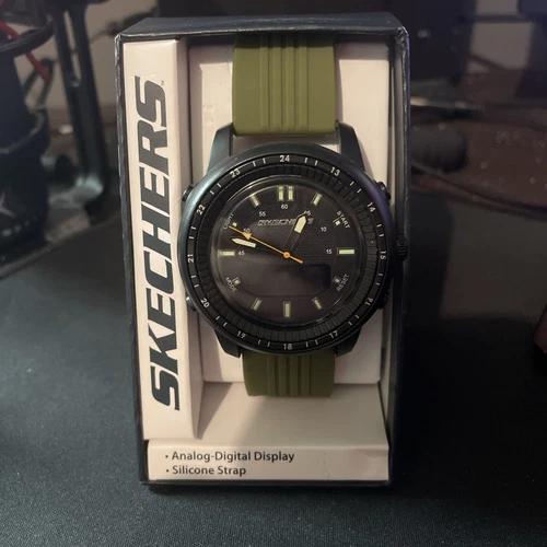 Skechers SR5155W Men’s Green Silicone Band Watch Digital Analog Display