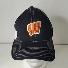 VTG Letter W Sports Logo Fitted Hat M-L Trucker Baseball Cap Letterman Pro Model