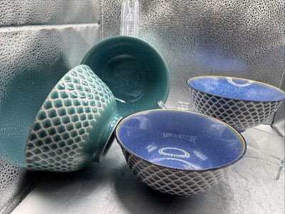4 Porcelain Bowls Multi-Color Arabesque Basket Design Certified International 6''