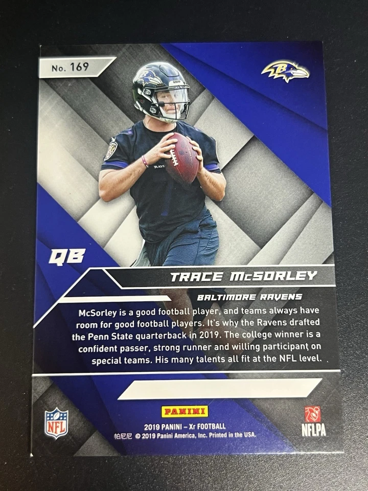 2019 Panini XR - Rookies Trace McSorley #169 Blue Parallel /199 (RC) - Ravens! - Image 2 of 2