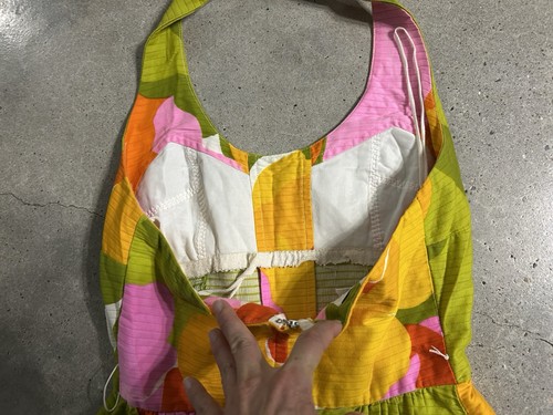 Vintage 70s Malia Honolulu Floral Cotton Hawaiian Halter Dress - Picture 6 of 9