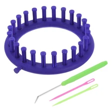 24 Hooks Round Knitting Machines Kit, 14cm OD Weave Tool with Accessories, Blue